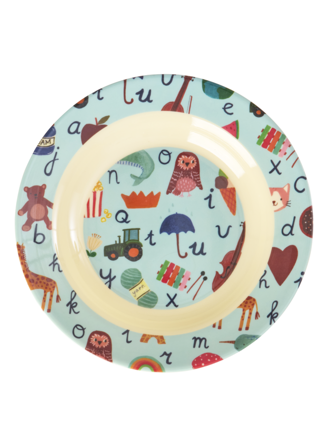 rice - Kinderschaaltje - Blauw ABC print