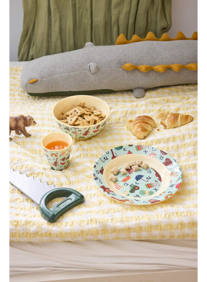 rice - Kinderschaaltje - Blauw ABC print