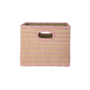 rice - Groot vierkant raffia opbergmand- Roze