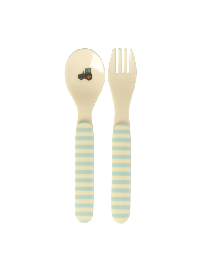 Baby lepel en vork - Blauw ABC print