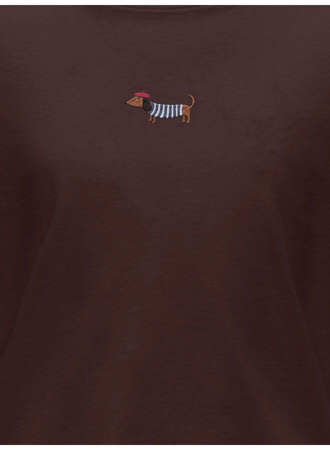 Kids Only - Rex dog top - Coffee bean/Dog embrodery