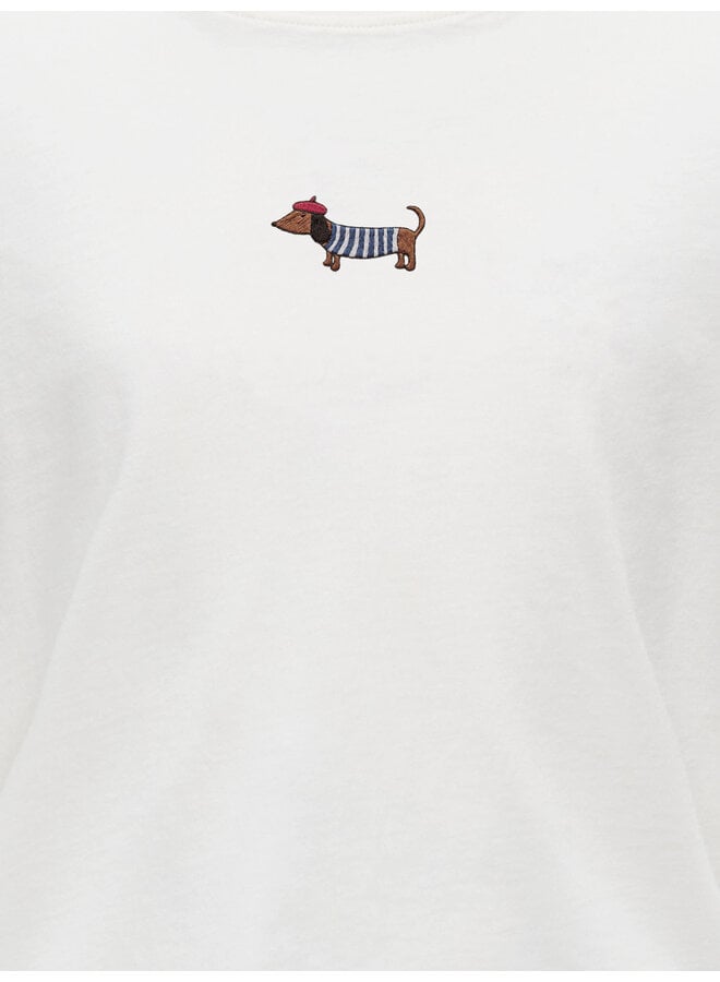 Kids Only - Rex dog top - Cloud dancer/Dog embrodery
