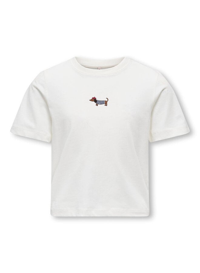 Rex dog top - Cloud dancer/Dog embrodery
