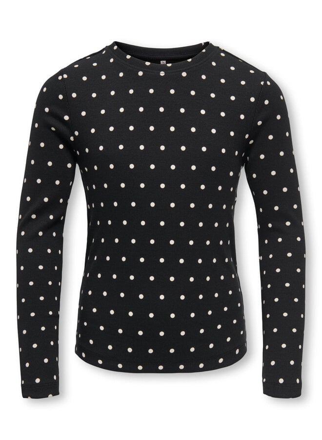 Trinny life o-neck top - Black dots/Tofu