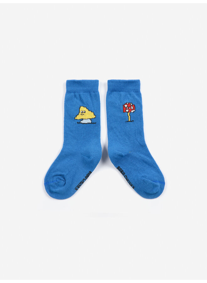 Mush monster long socks - Blue