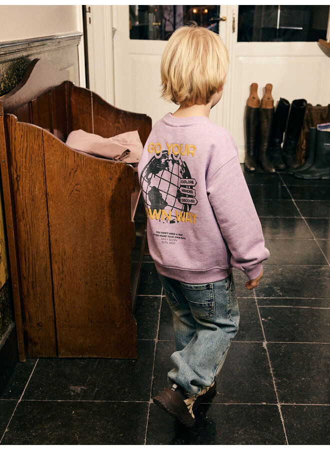 Daily7 - Oversized sweater backprint - Purple melange