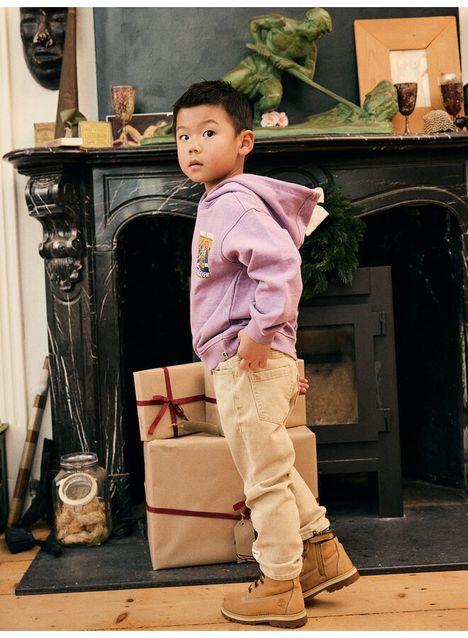 Daily7 - Oversized hoodie chest print - Purple melange
