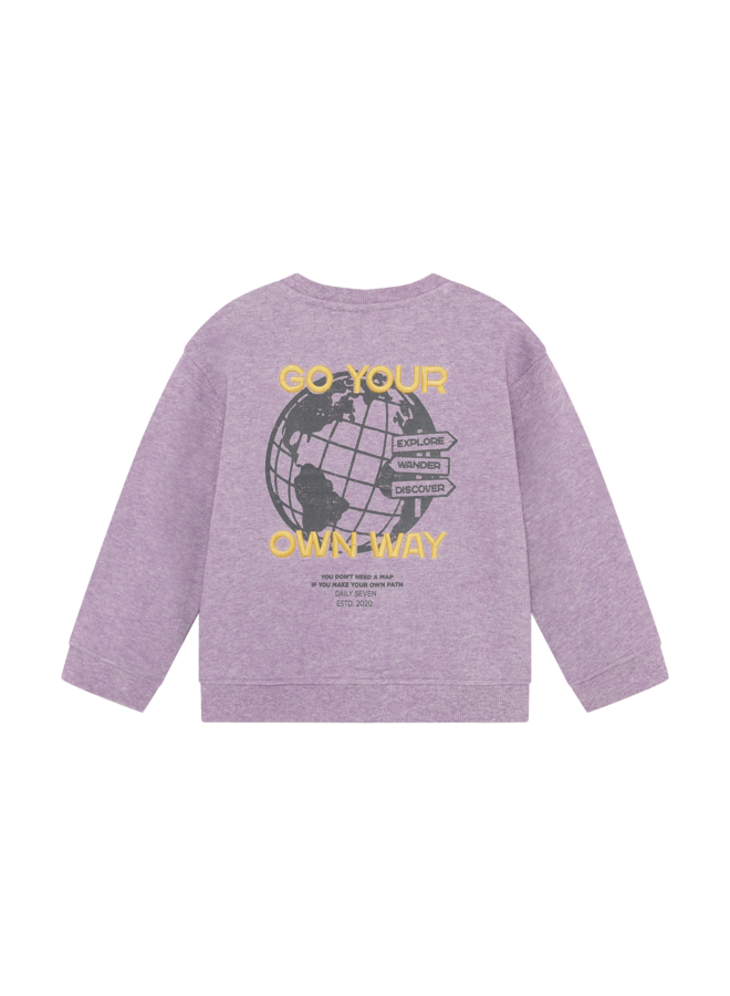 Daily7 - Oversized sweater backprint - Purple melange