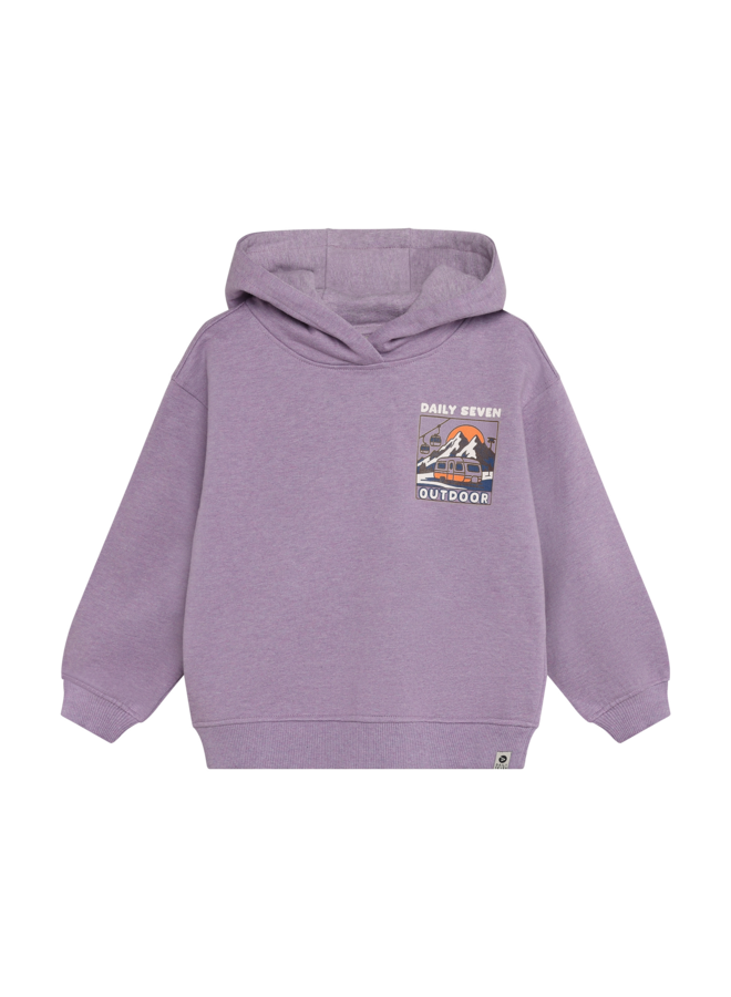 Oversized hoodie chest print - Purple melange