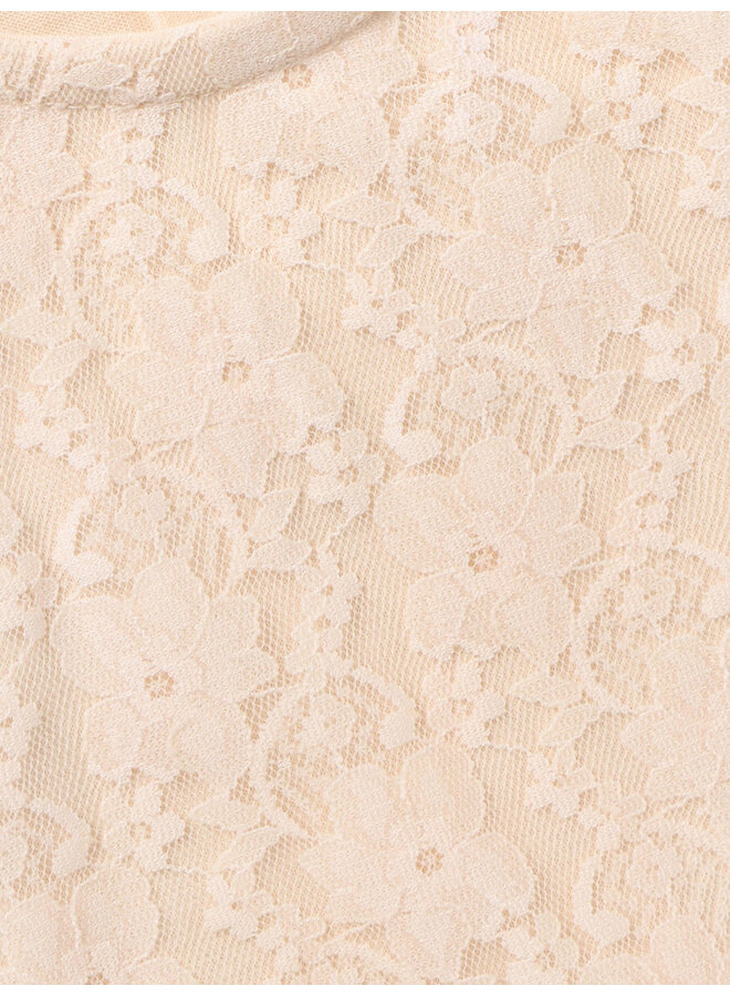 Daily7 - T-shirt longsleeve lace - Mother of pearl