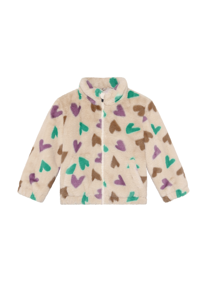 Teddy jacket hearts - Sandshell