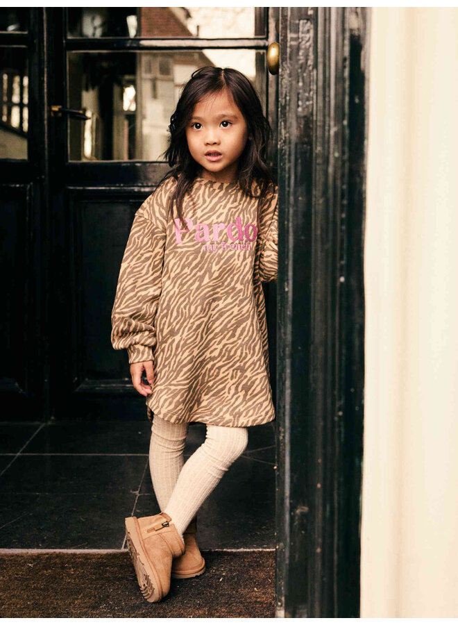 Daily7 - Sweat dress longsleeve animal - Ginger root