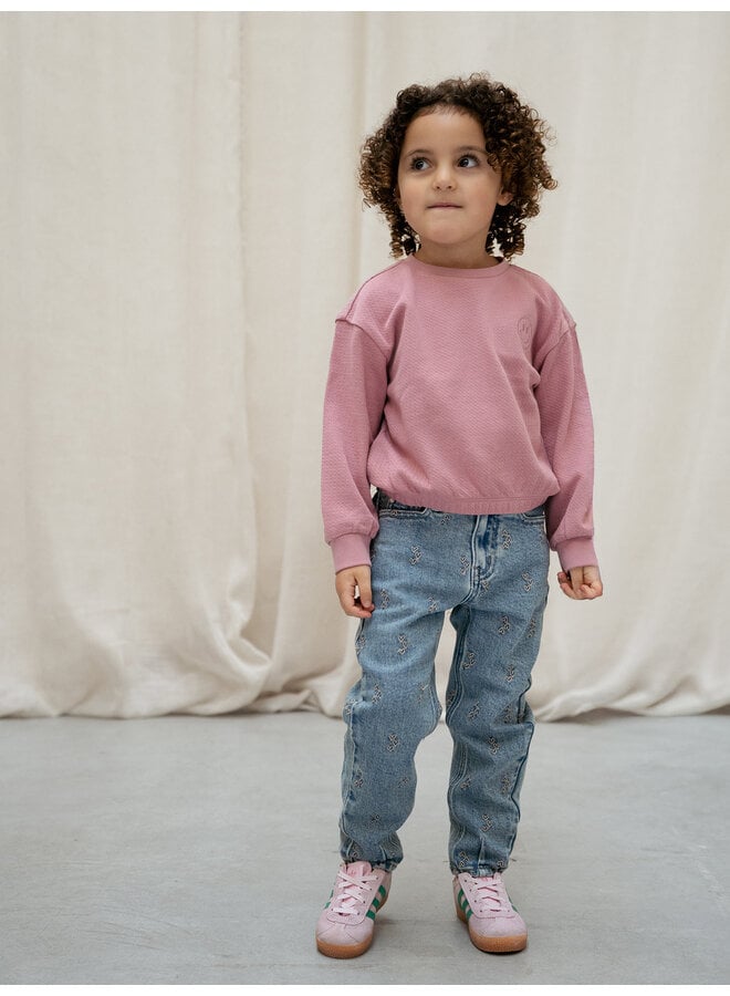 Daily7 - Denim mom fit embroidery - Used medium denim