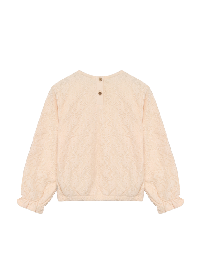 Daily7 - T-shirt longsleeve lace - Mother of pearl