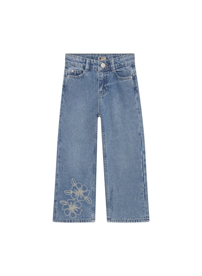 Daily7 - Denim wide fit embroidery - Blue denim
