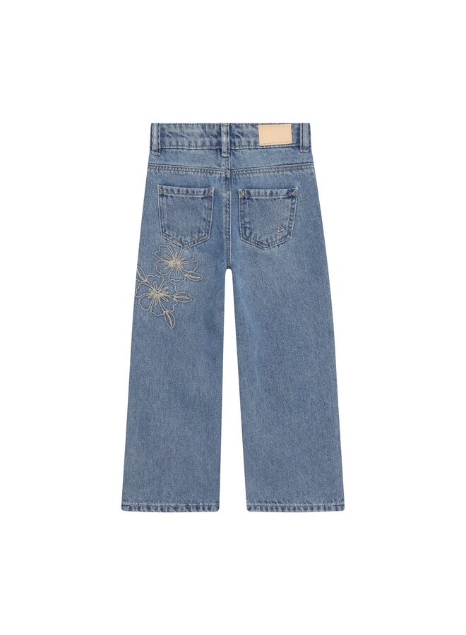 Daily7 - Denim wide fit embroidery - Blue denim