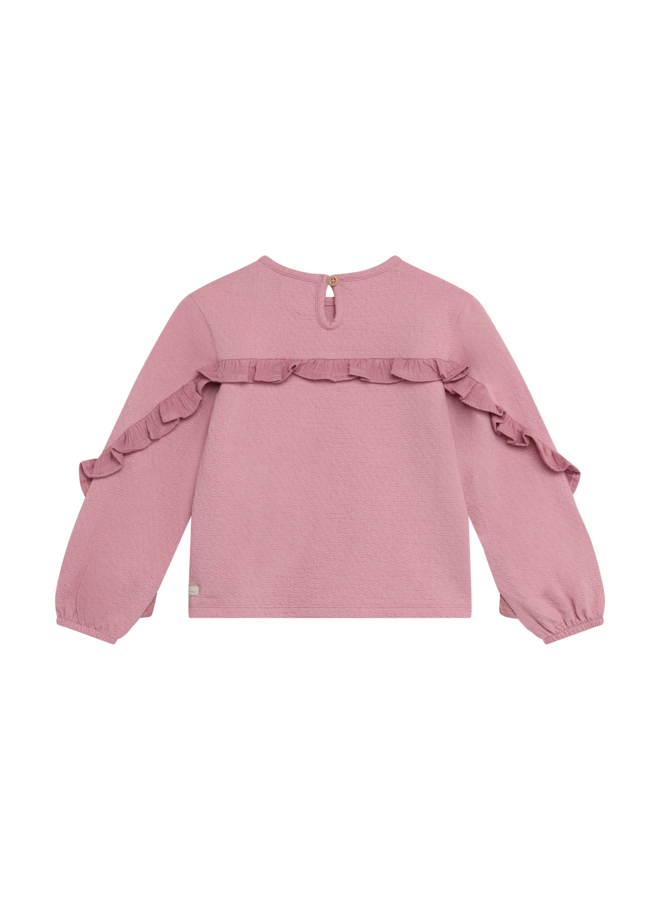 Daily7 - T-shirt longsleeve ruffle - Lilas