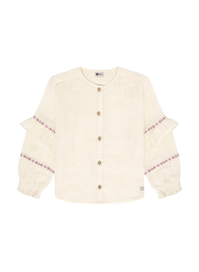 Shirt longsleeve ruffle - Mother of pearl