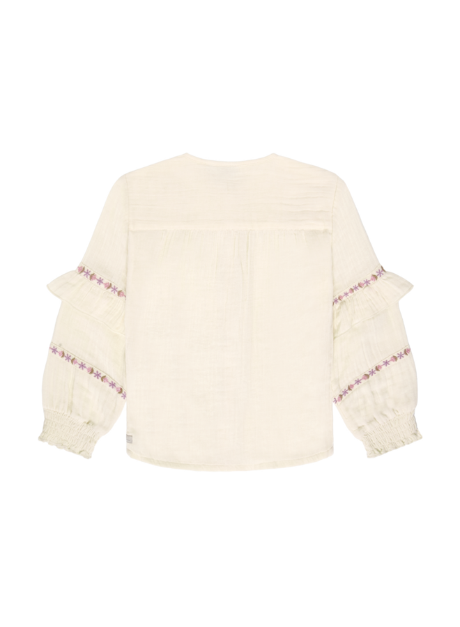 Daily7 - Shirt longsleeve ruffle - Mother of pearl