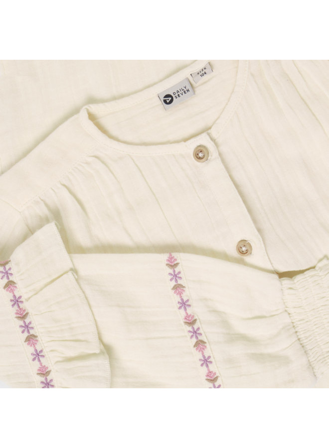 Daily7 - Shirt longsleeve ruffle - Mother of pearl
