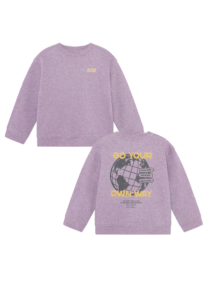 Oversized sweater backprint - Purple melange