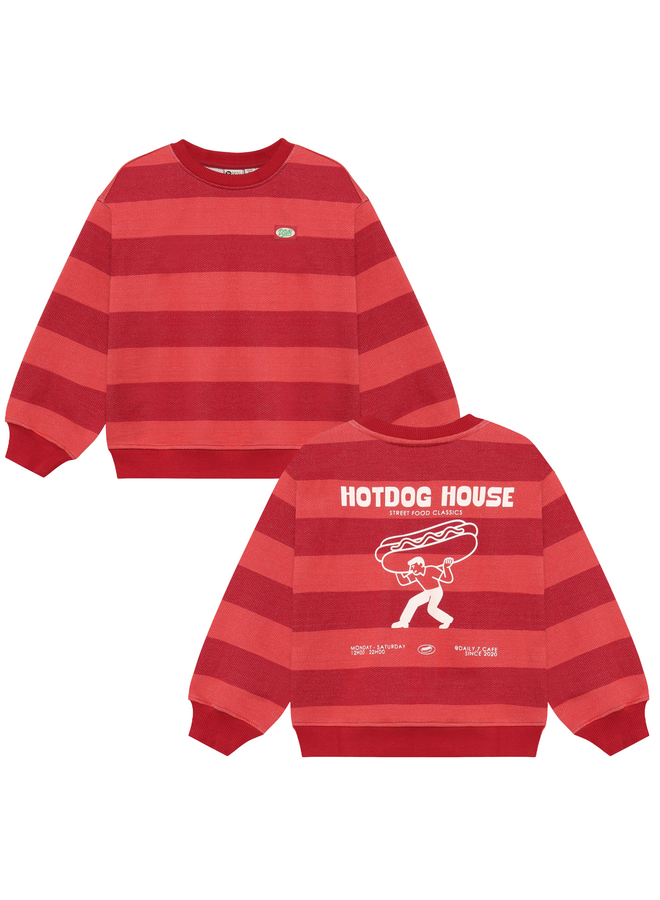 Daily7 - Oversized sweater big stripe - Rythmic red