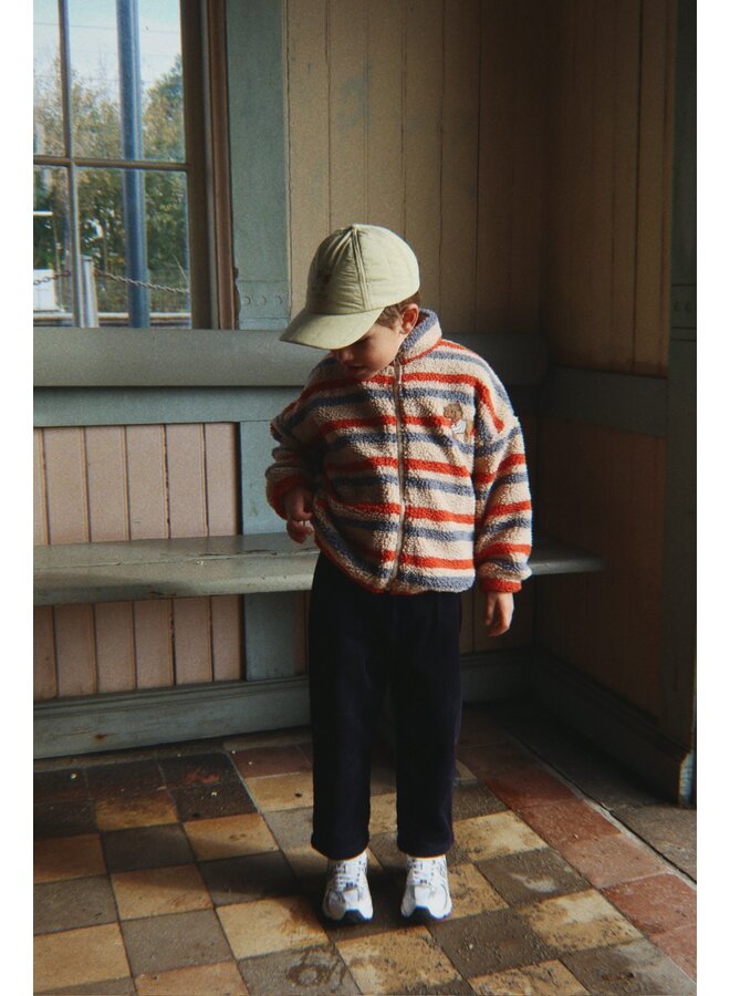 Konges Sløjd - Jody embroidery teddy jacket - Tangerine stripe