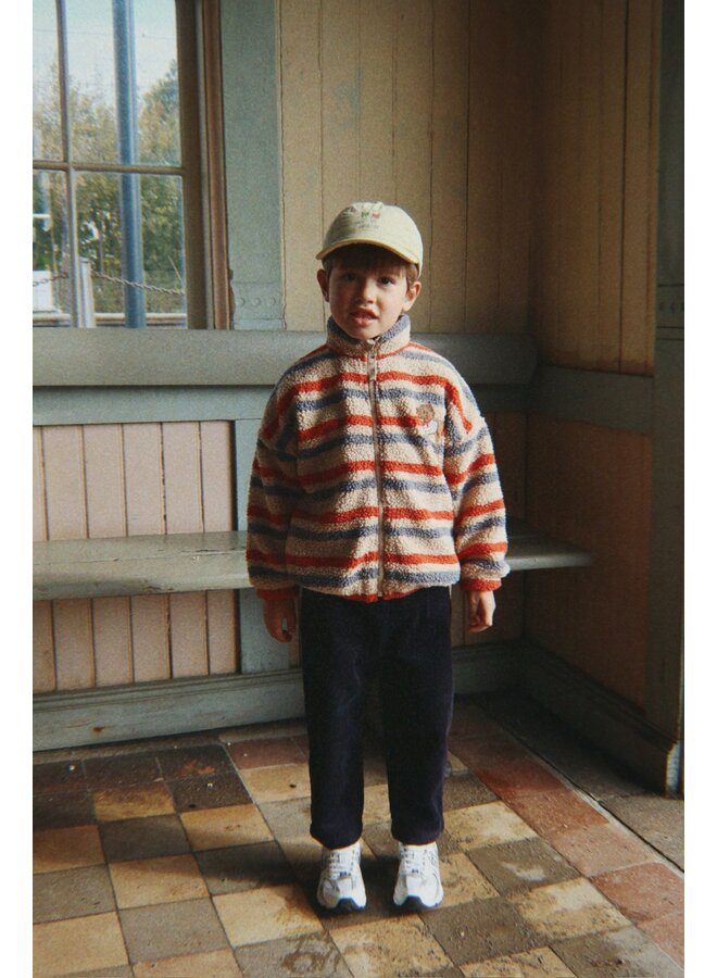 Konges Sløjd - Jody embroidery teddy jacket - Tangerine stripe