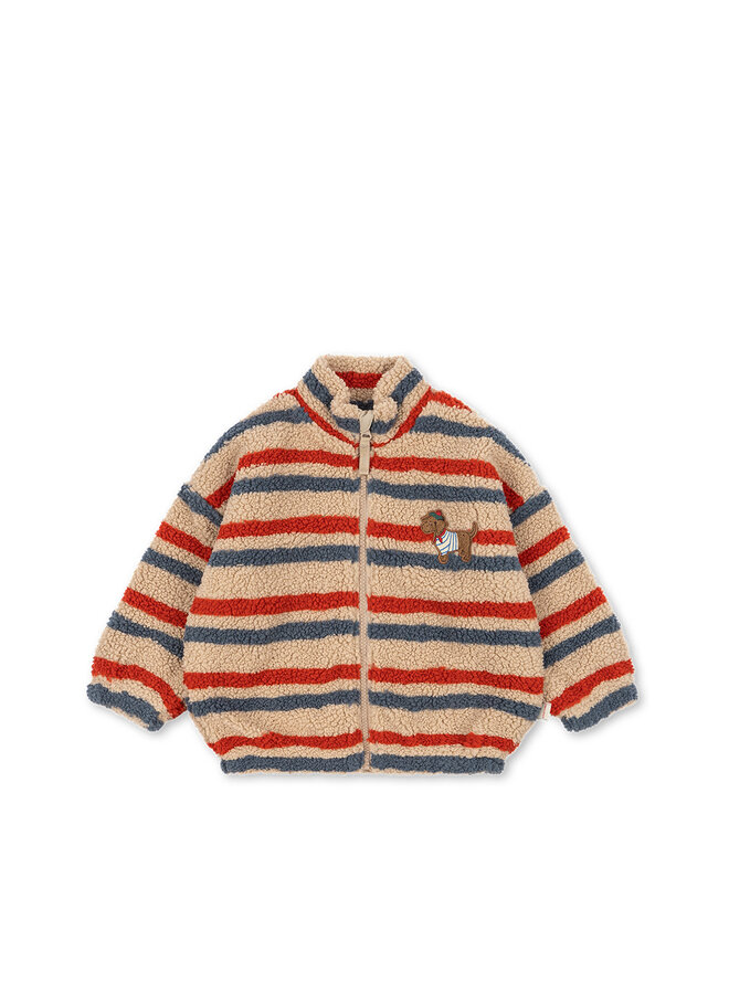 Konges Sløjd - Jody embroidery teddy jacket - Tangerine stripe
