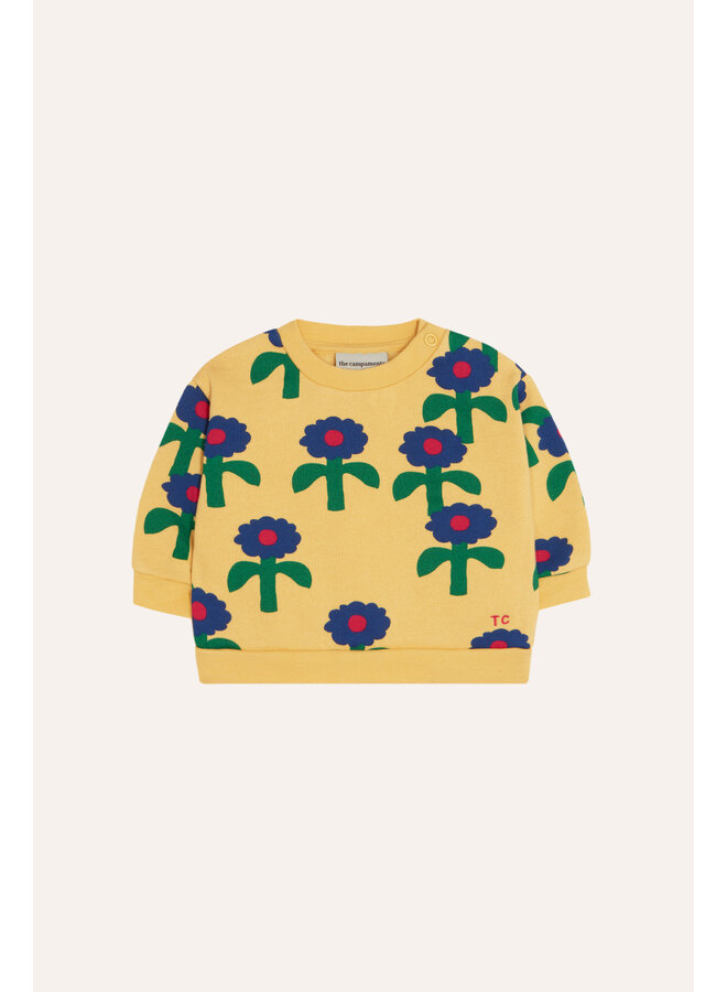 The Campamento - Blue daisies baby sweatshirt - Yellow