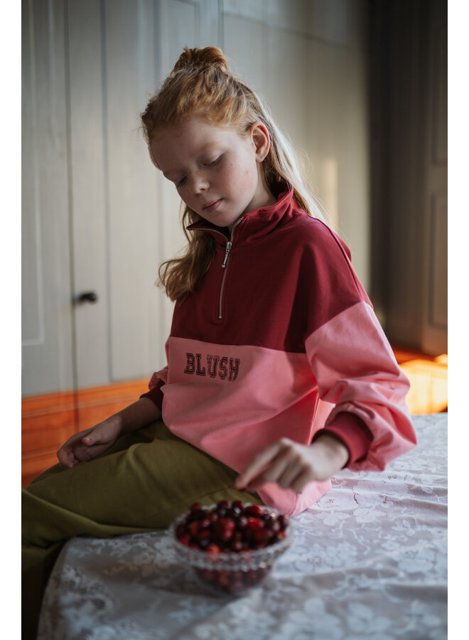 Petit Blush - Zipper sweater blush - Color block