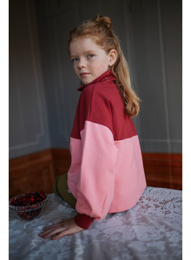 Petit Blush - Zipper sweater blush - Color block