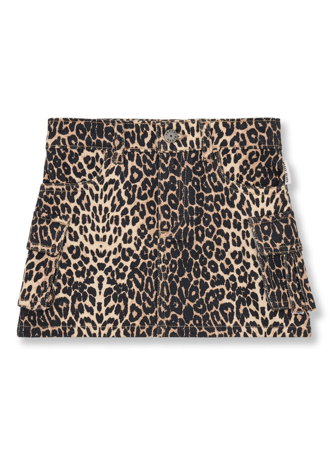 Petit Blush - Denim cargo skirt - Leopard AOP
