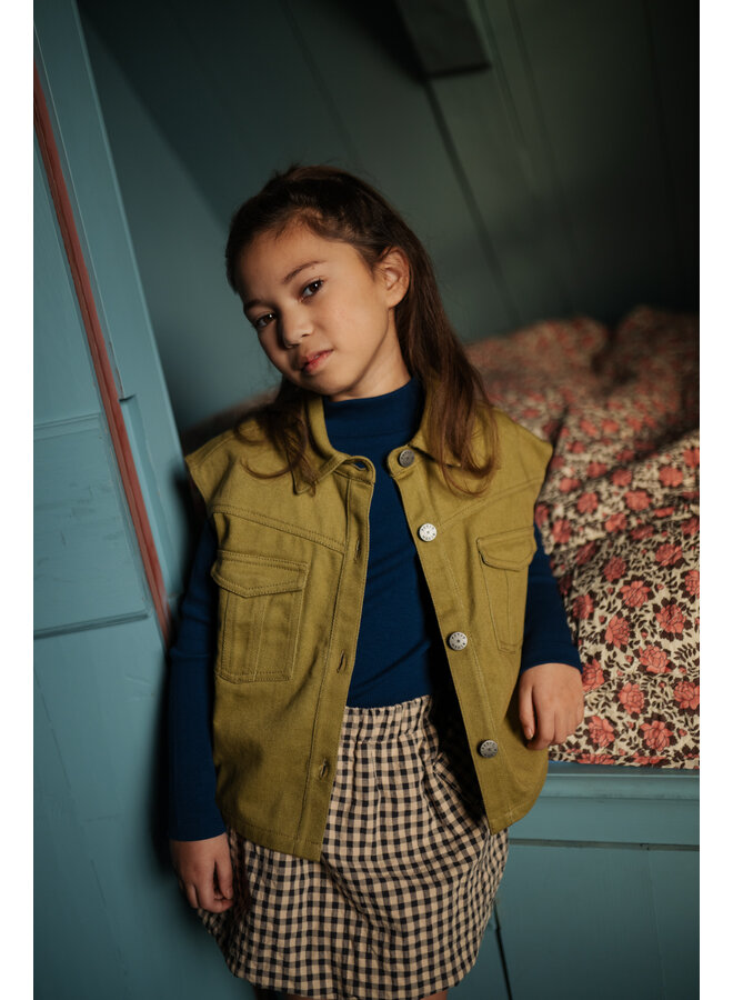Petit Blush - Denim waistcoat - Khaki