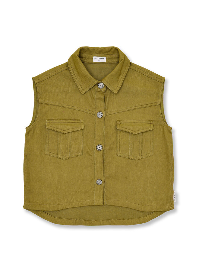 Petit Blush - Denim waistcoat - Khaki