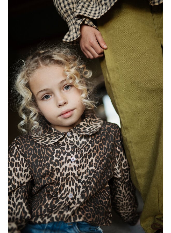 Petit Blush - Collar blouse - Leopard AOP