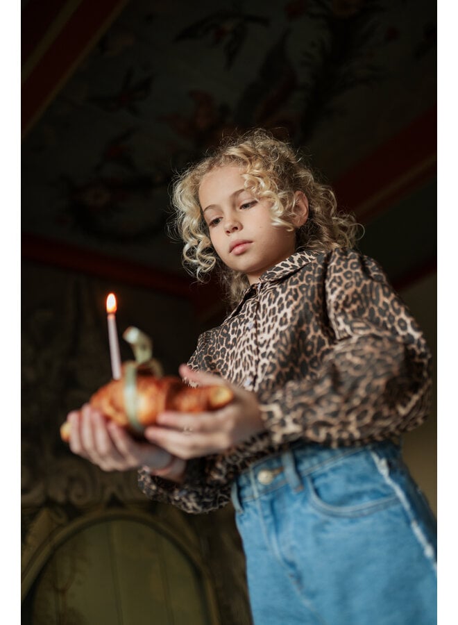 Petit Blush - Collar blouse - Leopard AOP