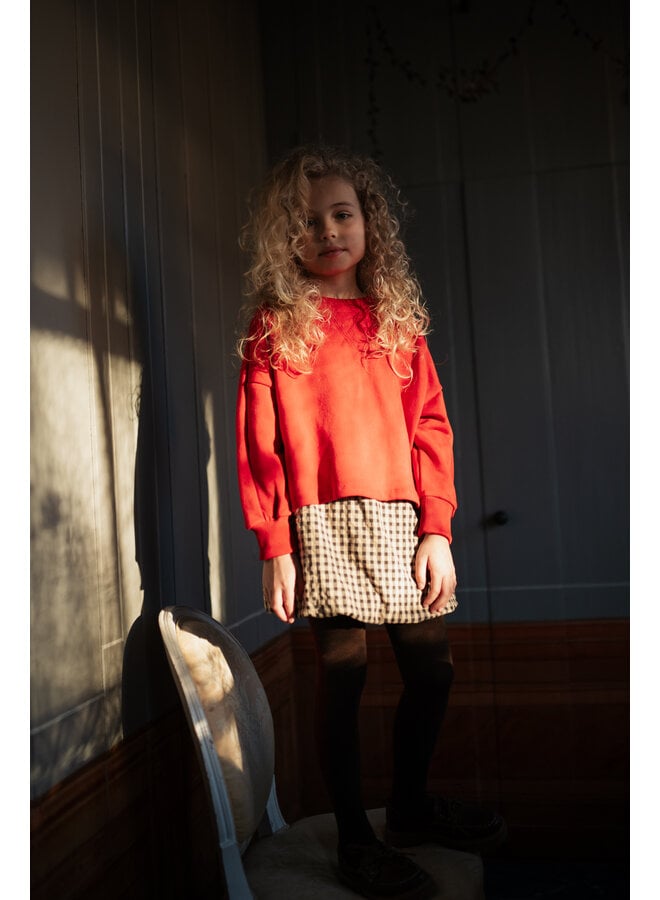 Petit Blush - Cargo ballon skirt - Check beige/blue