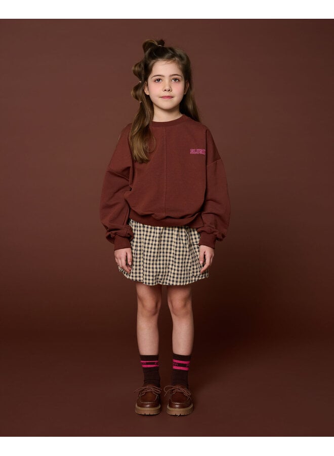 Petit Blush - Cargo ballon skirt - Check beige/blue