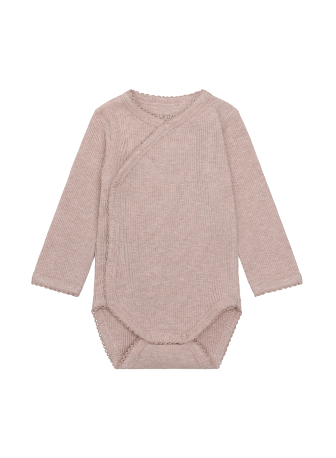 Fixoni - Wrap body ls melange rib - Pale mauve melange
