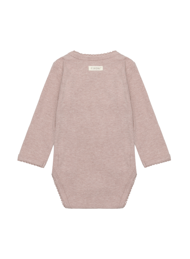 Fixoni - Wrap body ls melange rib - Pale mauve melange