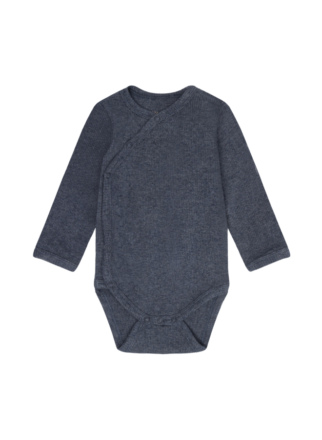 Wrap body ls melange rib - Vintage indigo melange