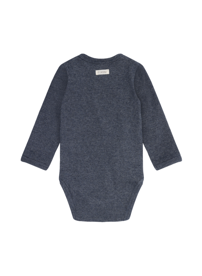 Fixoni - Wrap body ls melange rib - Vintage indigo melange