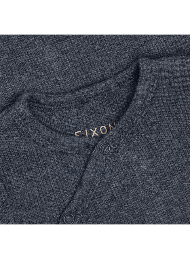 Fixoni - Wrap body ls melange rib - Vintage indigo melange