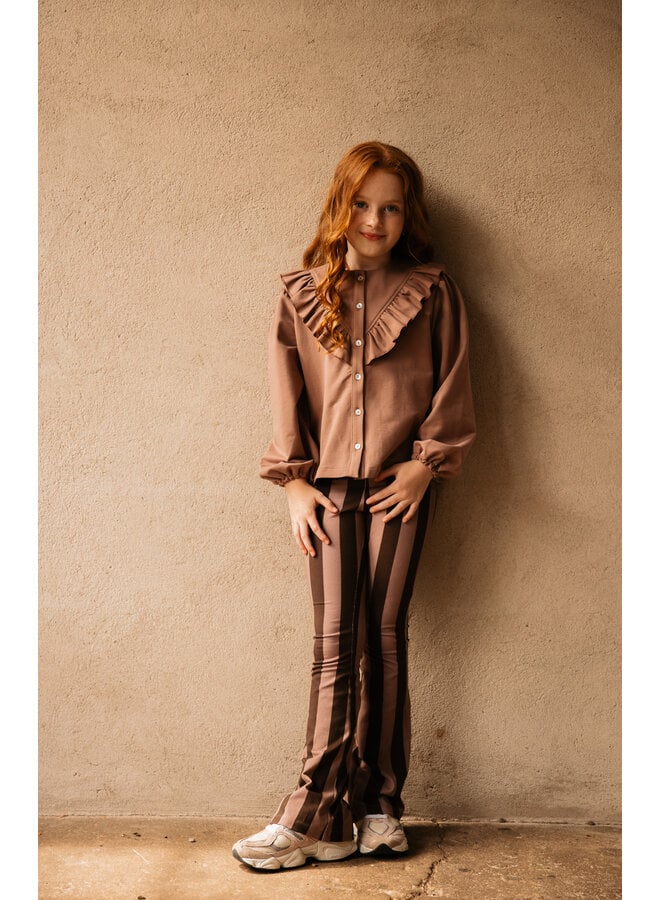 The littlecuties - Flarepants - Chocolate mauve stripes