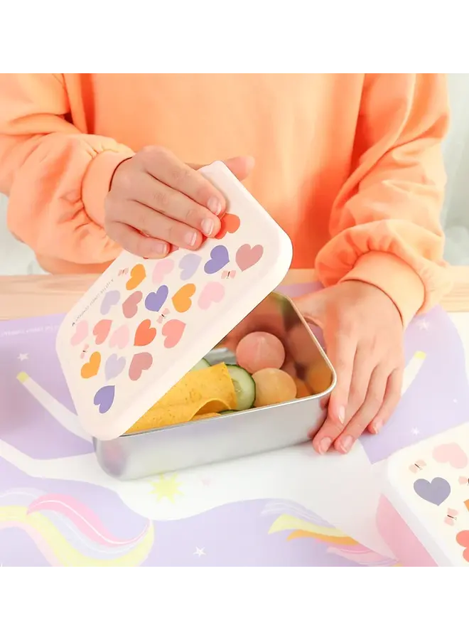 A Little Lovely Company - RVS lunch box - Hartjes