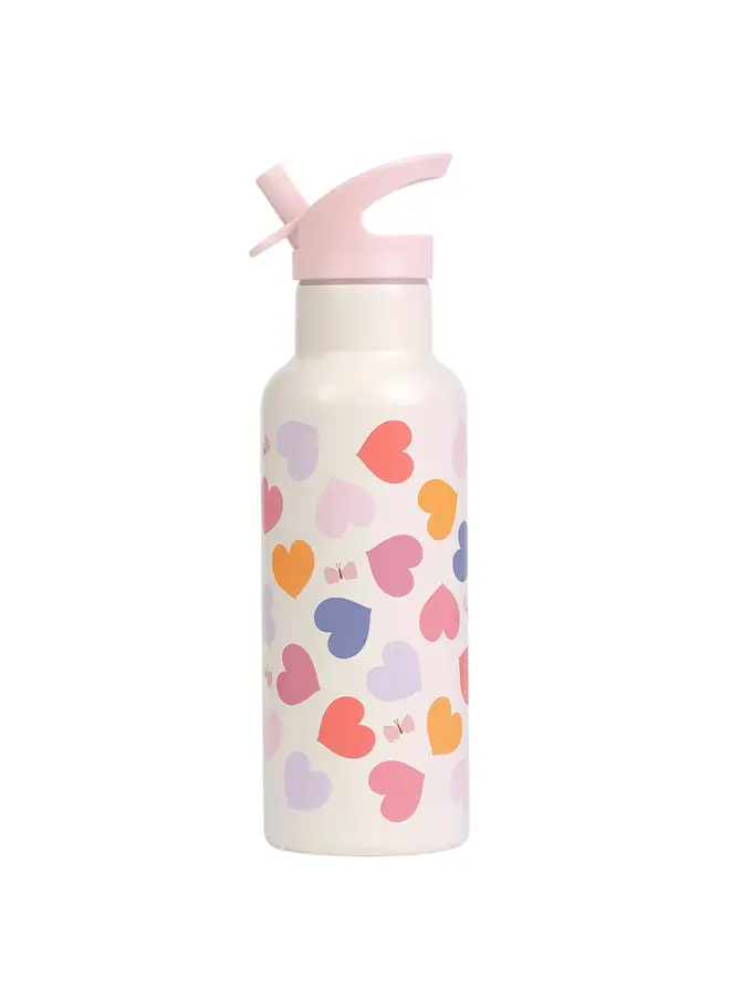 A Little Lovely Company - XL RVS drinkfles - Hartjes