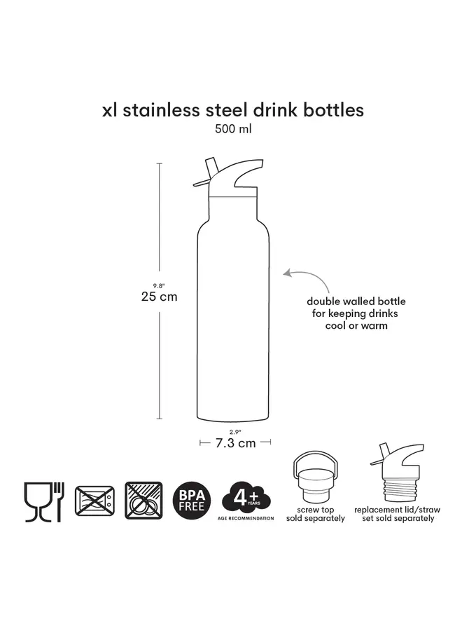 A Little Lovely Company - XL RVS drinkfles - Robots