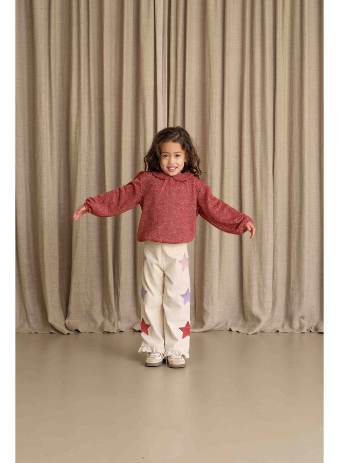 House of Jamie - Puff balloon collar jumper - Ruby sparkle