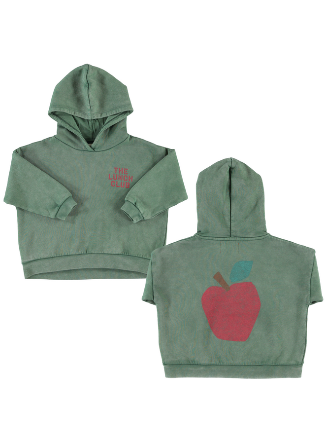 Hoodie - Green w/ apple print